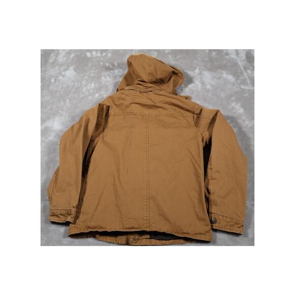 Wenven Jacket Mens Medium Brown Hooded Workwear Utility Cotton Canvas Pockets - Picture 2 of 5